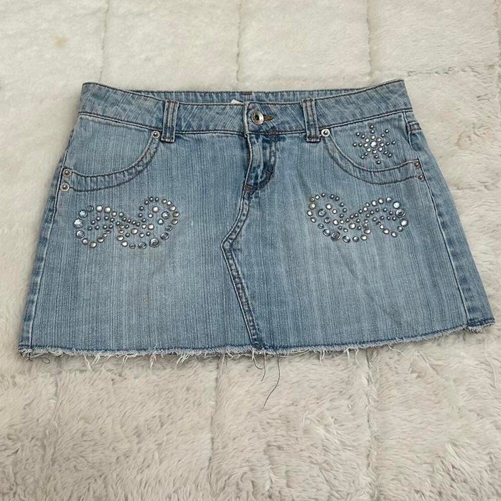 y2k 2000s boho denim skirt